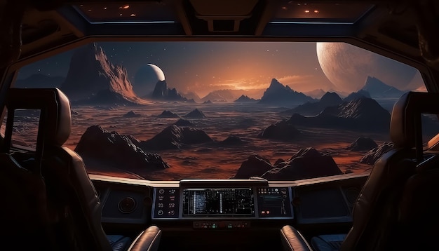 A view of a planet from inside a spaceship