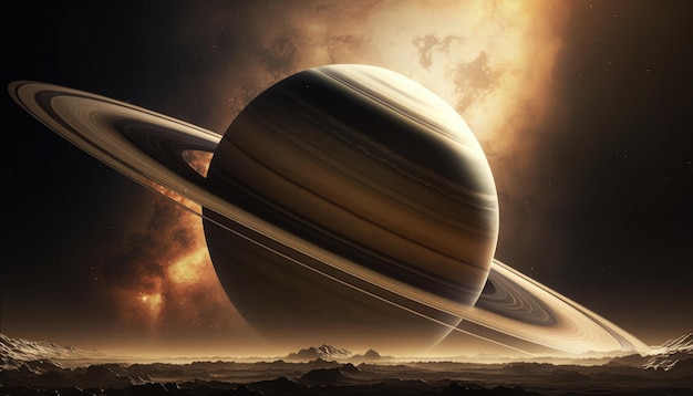 View of the planet saturn from another planet