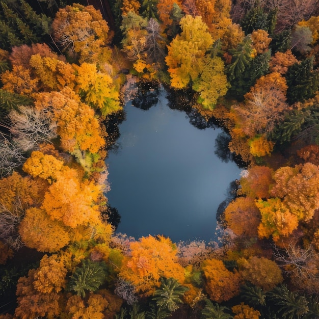 美しい森の池の上の景色