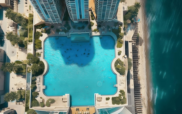 Вид на бассейн отеля jw marriott.