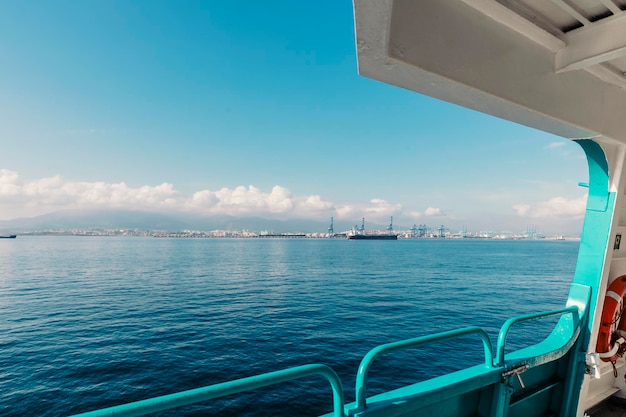 Photo view of the port of algeciras from the ferry, strait of gibraltar. high quality photo