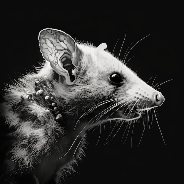 view of a possum dark style