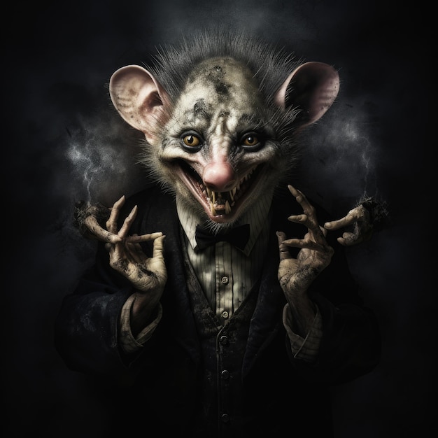 Photo view of a possum dark style