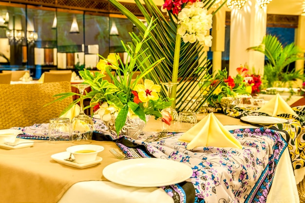 View of potted plants on table at restaurant