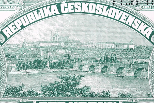 View of Prague from Czechoslovak money