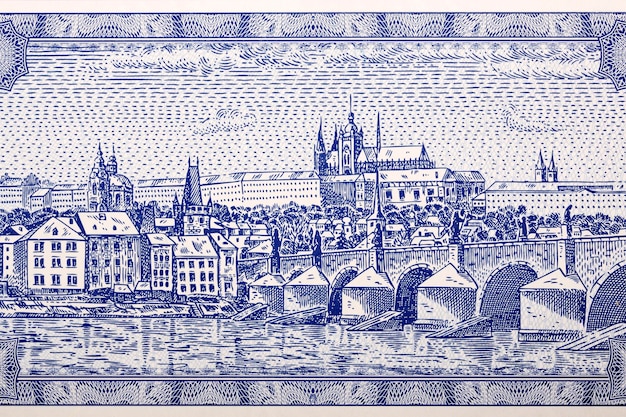 Photo a view of prague from money