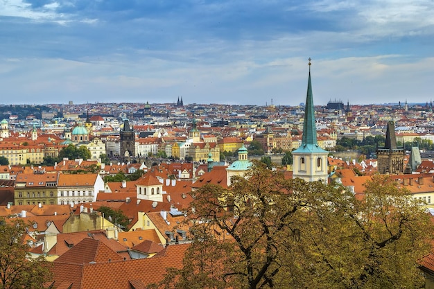 View of prague with st thomas church from prague castle czech republic