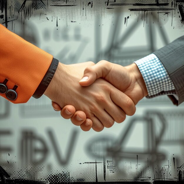 Photo view professional agreement two business people shaking hands in agreement for social media post siz