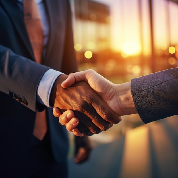 Photo view of professional handshake between business people