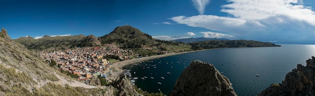 View of puno from lake titicaca in peru