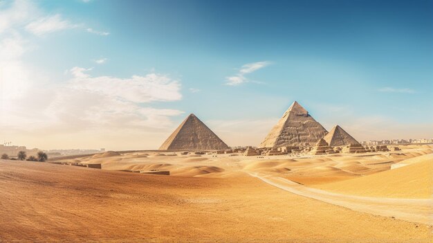 Photo view of the pyramids of giza egypt