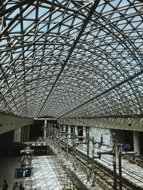 View of railroad station platform in city