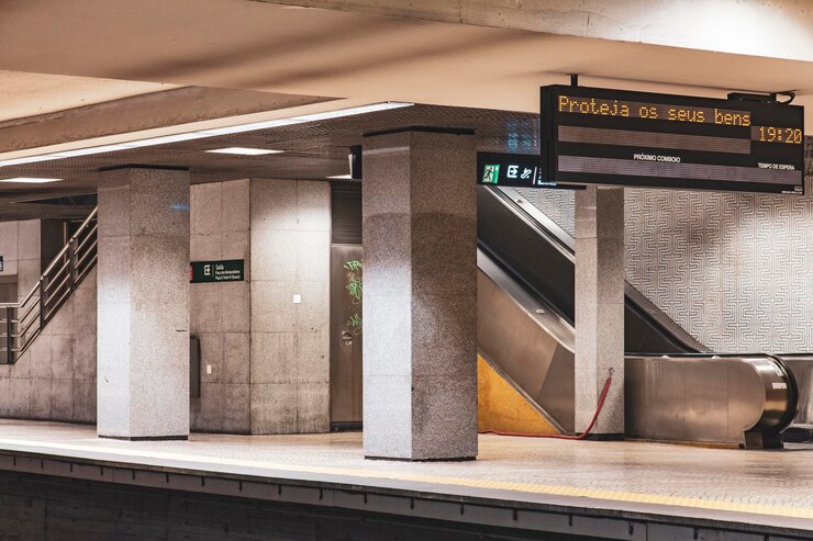 Photo view of railroad station platform