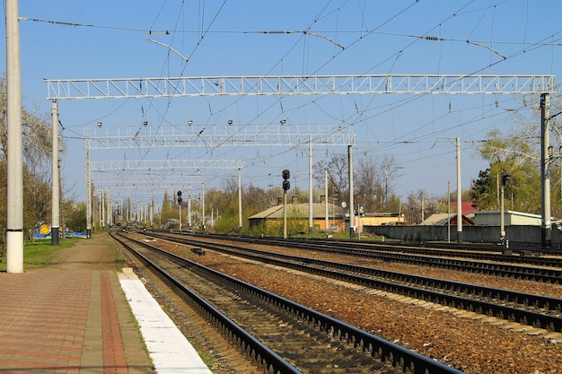 View on a railroad tracks