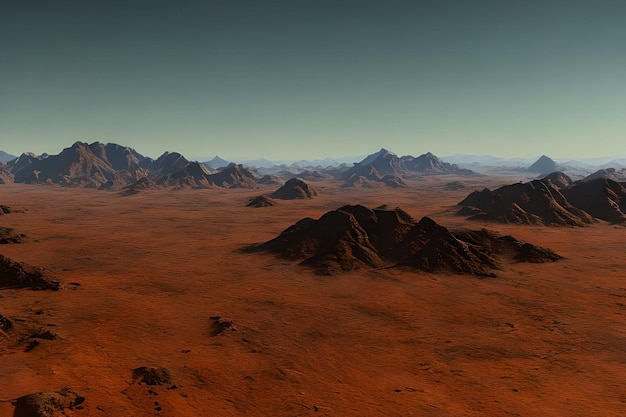 A view of the red planet mars from the ground.