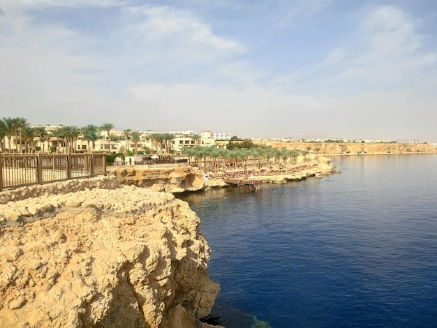 View of the Red Sea and the beach Sharm el Sheikh at the southern tip of the Sinai Peninsula