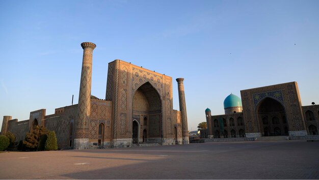 View of the registan square in samarkand uzbekistan