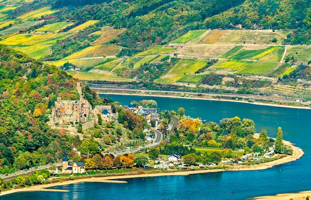 View of Reichenstein Castle in the Upper Middle Rhine Valley