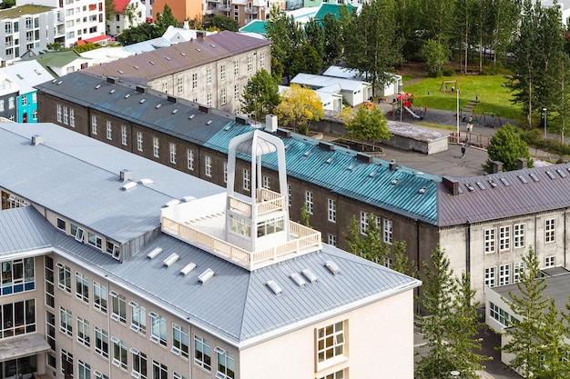 Above view of residential quarter in Reykjavik