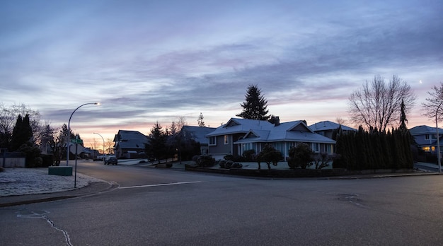 View of Residential Suburban Neighborhood Street in a modern city