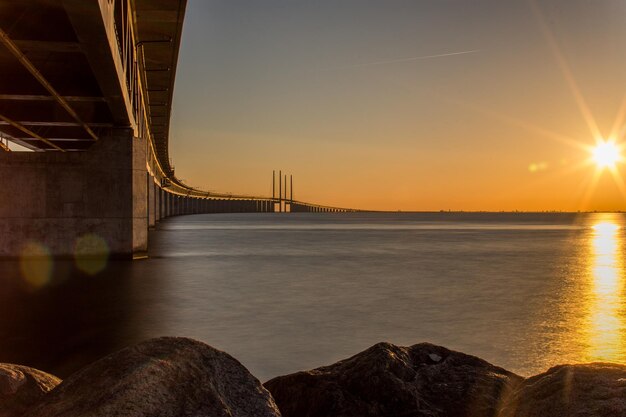 Photo view of resund bridge over river