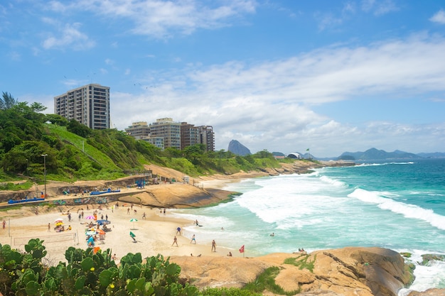 View of rio de janeiro beaches full of people.