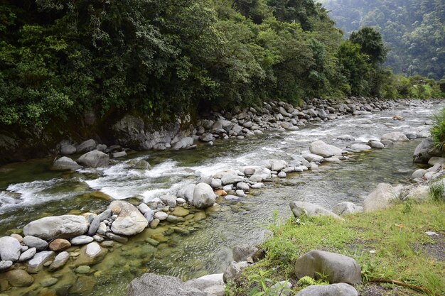 El Pailon Del Diablo Banos de Agua Santa에서 바라본 강