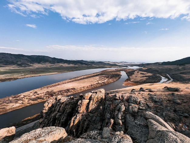 A view of the river from the top of a mountain