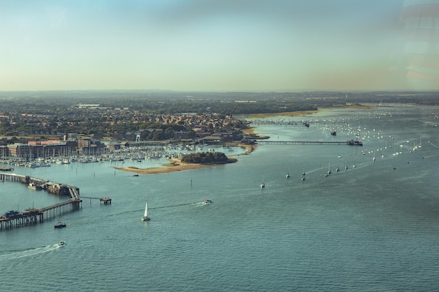 A view of the river thames from the sky