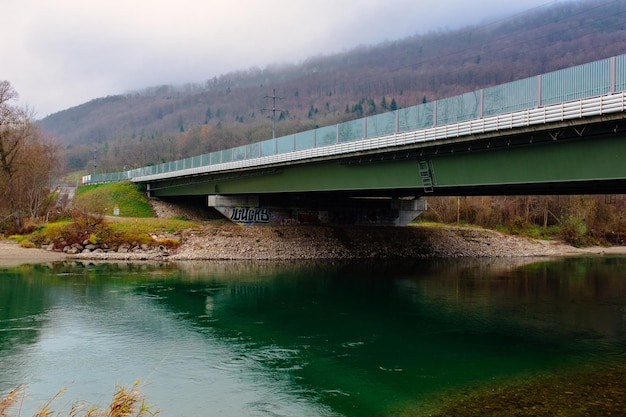 View of river with built structures in background