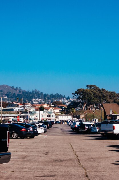 View of road against clear blue sky