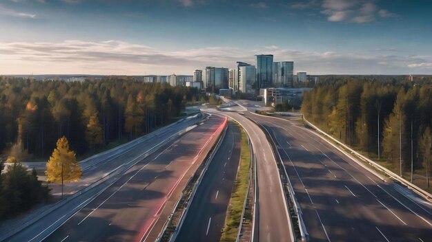 View of the road in the city espoo finland