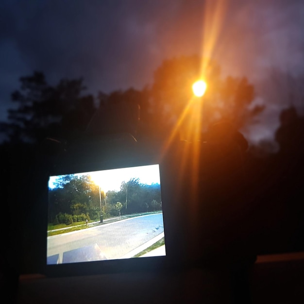 View of road through window