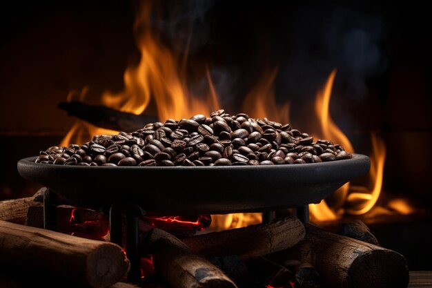 View of roasted coffee beans