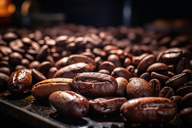 View of roasted coffee beans