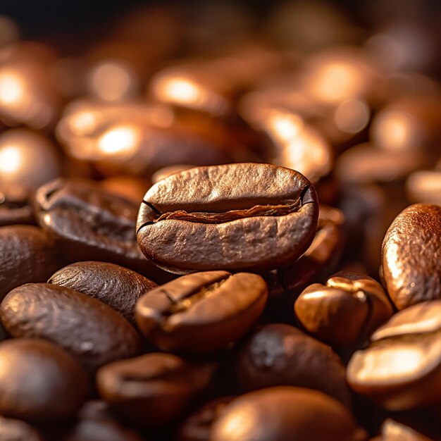 View of roasted coffee beans