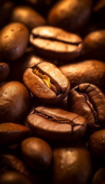 View of roasted coffee beans