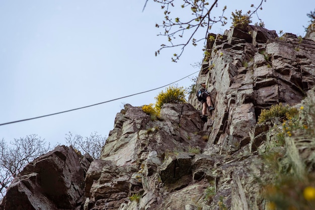 View of the rock close up in spring