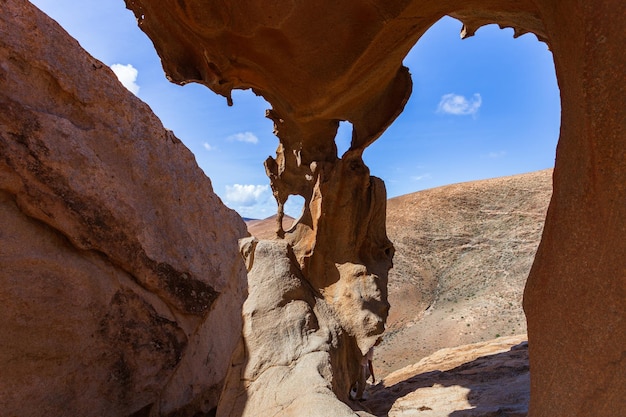 View of the rock formations in the Valley of Betancuria, Fuerteventura