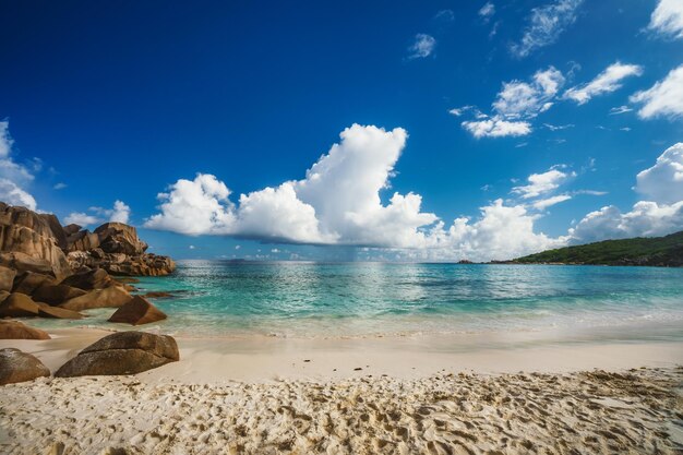 Foto veduta delle rocce sulla spiaggia