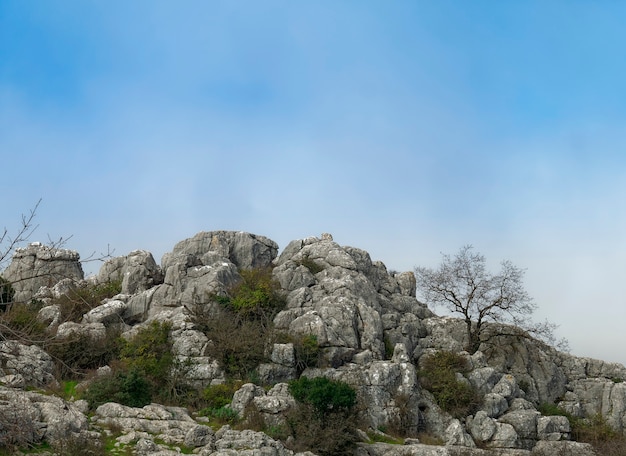 바위 형성 El Torcal de Antequera 자연 공원의 전망.