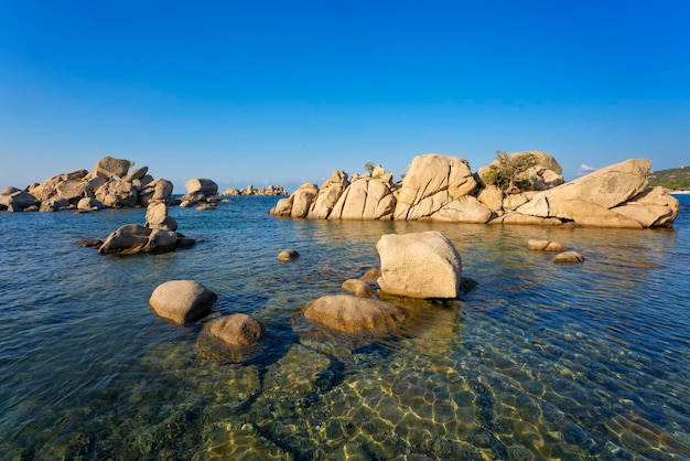 View of rocks at Palombaggia beach