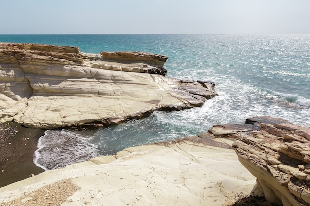 View of a rocky coast in the morning