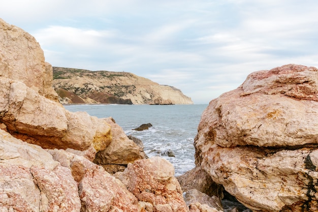 View of a rocky coast in the morning