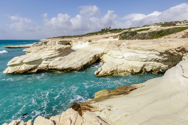 View of a rocky coast in the morning