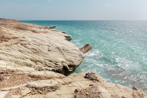 View of a rocky coast in the morning