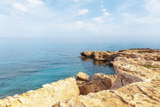 View of a rocky coast in the morning