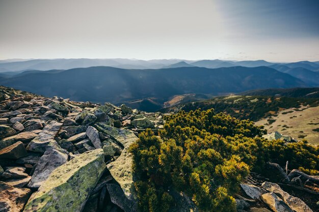 A view of a rocky mountain