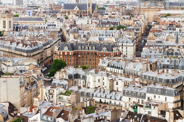 View of roofs of Paris city from above, France