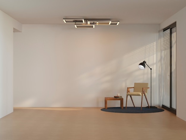 家具とコピースペースを備えた部屋の内部の景色